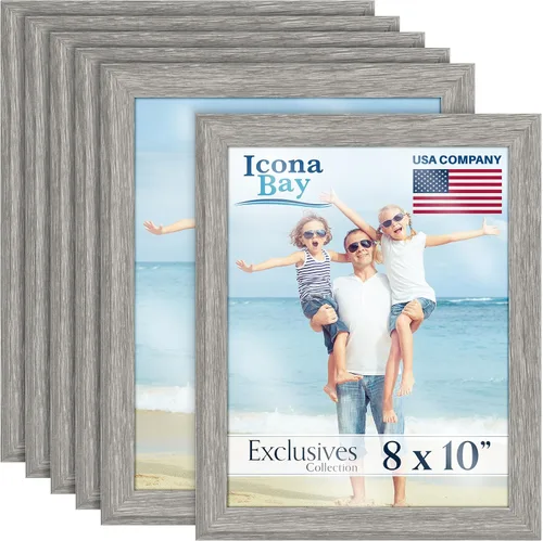 Vista 11 de Icona Bay Marcos de fotos 4" x 6" (negro, 6 unidades), marcos de fotos de madera compuesta resistente 4 x 6, diseño elegante, para mesa o montaje
