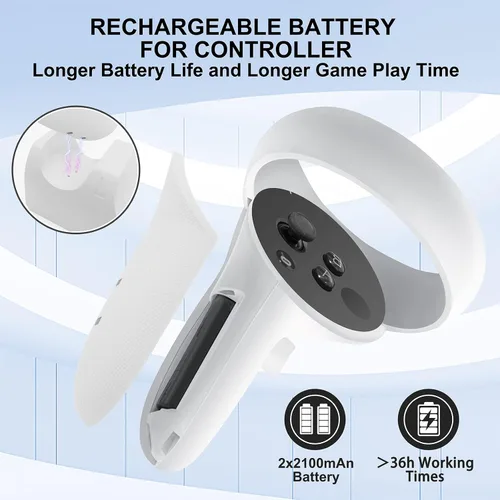 Vista 4 de VR Charger Dock for Quest 2 Accessories, Station Stand for Charging MetaOculus Quest 2 Controller Headset with Elite Strap Attached