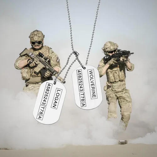 Vista 6 de Wolverine Logan 2 sided Dog Tags Stainless Steel Military Pendant Necklace
