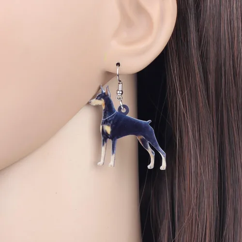 Vista 2 de Acrylic Doberman Dog Earrings Dangle Drop Pet Jewelry For Women Girls Party Gifts