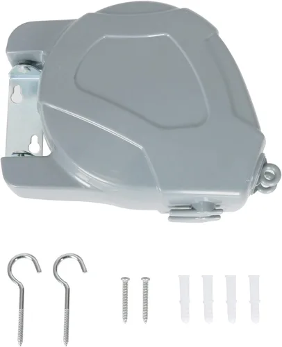 Vista 6 de ZOES HOMEWARE Tendedero retráctil resistente para exteriores e interiores con carcasa de ABS duradera y línea de PVC extruido de 2 x 49 pies