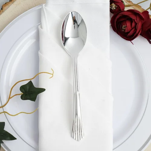 Vista 8 de Efavormart - Paquete de 125 cucharas de plástico resistente Chambury de 7 pulgadas, cubiertos de plástico para bodas, cumpleaños, ocasiones de lujo