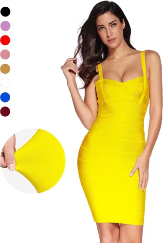 Vista 5 de merlin - Vestido ajustado con tirantes de fiesta estilo celebridad, vestido tipo lápiz para mujer