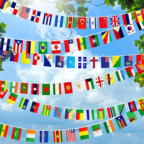 Vista 6 de KERDA Banderas internacionales del mundo de 224 países, decoración para juegos olímpicos, escuela, bares, eventos deportivos, gran apertura, 8.2 x