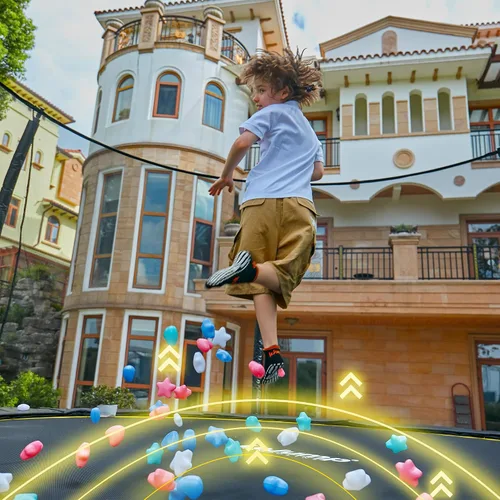 Vista 7 de LeJump Trampolines grandes recreativos de 7.7 pies y 12 pies con red de cierre, aprobados por ASTM para exteriores para niños y adultos
