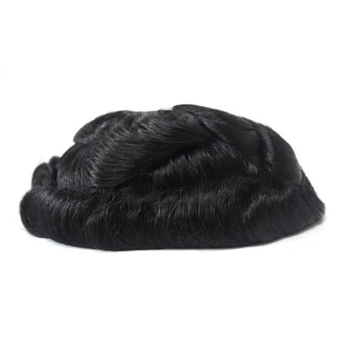 Vista 5 de Toupee - Pelucas de cabello humano para hombre, tupé europeo virgen, unidades de cabello humano ondulado, peluca para hombre, sistema de reemplazo