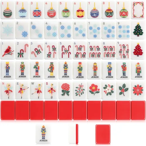 Vista 8 de 160pcs Navidad Hombre de jengibre grabado American Mahjong Tile