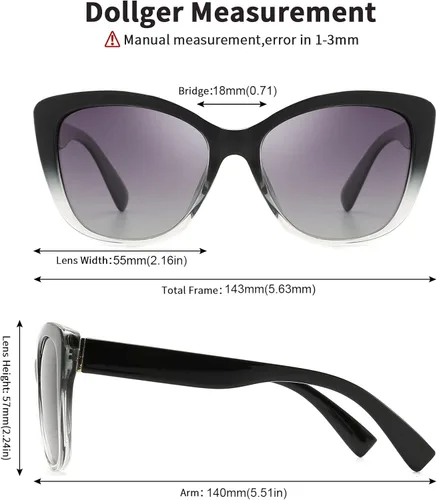 Vista 3 de Dollger Gafas de sol polarizadas de ojo de gato para mujer diseño retro gafas de sol polarizadas con protección UV400