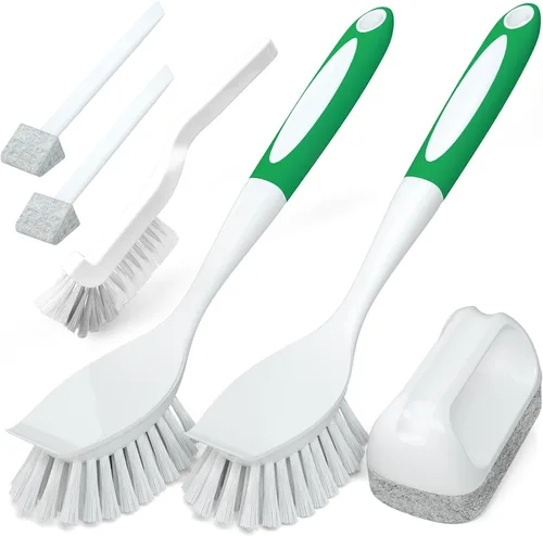 Vista 11 de Holikme Juego de cepillos de limpieza, estropajos para limpieza, cepillos de ranura para olla, sartén, fregadero de cocina, cepillos de alambre