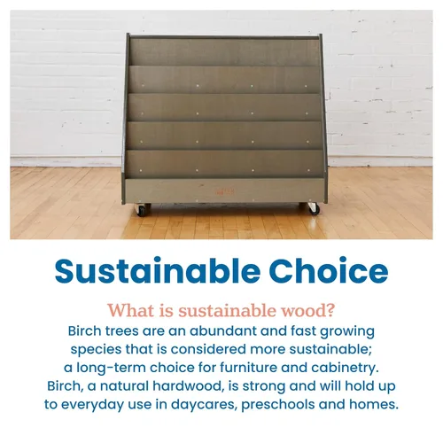 Vista 9 de ECR4Kids Mobile Double-Sided 10-Shelf Wooden Book Display, Grey Wash Durable birch, GREENGUARD Gold Certified, 40lb capacity, 10 shelves for