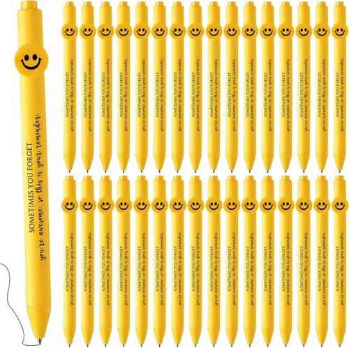 Vista 14 de Fuutreo 50 bolígrafos divertidos, regalos de agradecimiento a los empleados, cara sonriente, compañeros de trabajo, citas motivacionales, bolígrafos