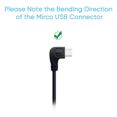 Vista 4 de Cable de alimentación para cámara de salpicadero, cable de carga micro USB de 11.5 pies de largo para cámara de espejo de salpicadero, cable