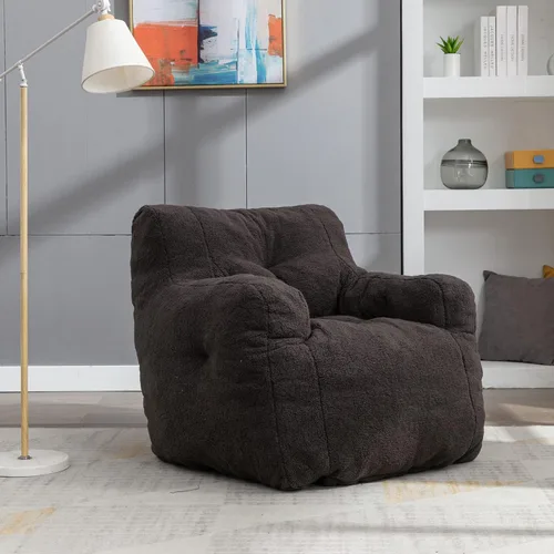 Vista 8 de Puf - Silla de sofá individual, mullida, moderna, suave, copetuda, de espuma, sofá perezoso, silla de ocio para sala de estar, dormitorio, balcón