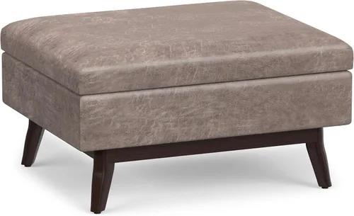 Vista 36 de SIMPLIHOME Owen Mesa de Centro Rectangular Moderna de Mediados de Siglo de 34 pulgadas de Ancho con Otomana de Almacenamiento en Tela de Poliéster