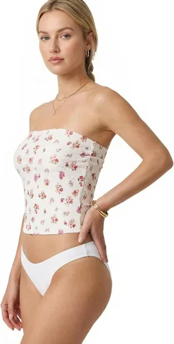 Vista 10 de MixMatchy Top de tubo para mujer con brasier integrado, top bandeau sin tirantes de doble capa, parte superior casual con fruncido lateral Y2K Negro
