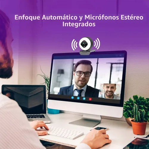 Vista 4 de Angetube Cámara web de transmisión 1080P con luz de anillo, cámara web FHD