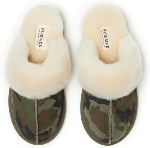 Vista 108 de Dearfoams Fireside Sydney Pantuflas anchas de piel de oveja para mujer, para interiores y exteriores