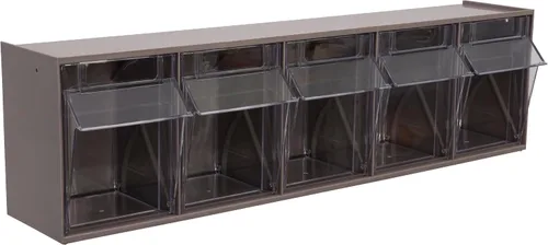 Vista 10 de Akro-Mils TiltView Armario de almacenamiento de plástico con 4 contenedores inclinables, organizador horizontal de piezas de plástico, caja