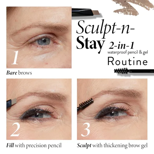 Vista 3 de LAURA GELLER NEW YORK Sculpt-n-Stay - Lápiz impermeable para cejas y gel - Rubio