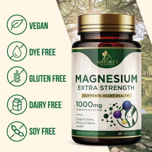 Vista 7 de Citrato de magnesio 1000 mg por porción – Magnesio extra fuerte para huesos, músculos, nervios y apoyo a la salud del corazón, suplemento