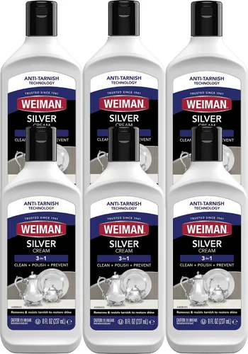 Vista 10 de Weiman Silver Cream Cleaner 3 en 1, Tecnología Anti-Deslustre, Limpia, Pule, Abrillanta y Restaura de Forma Segura, Elimina y Previene el Deslustre