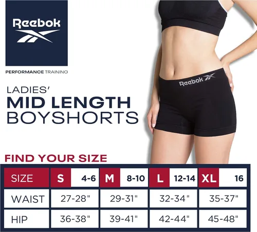 Vista 7 de Reebok Ropa interior para mujer bragas cortas sin costuras paquete de 4