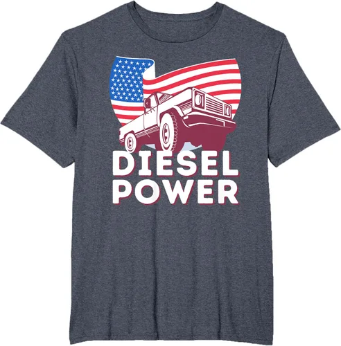 Vista 42 de Diesel Power American Flag - Camiseta de camioneta de mecánico diésel, Negro, S