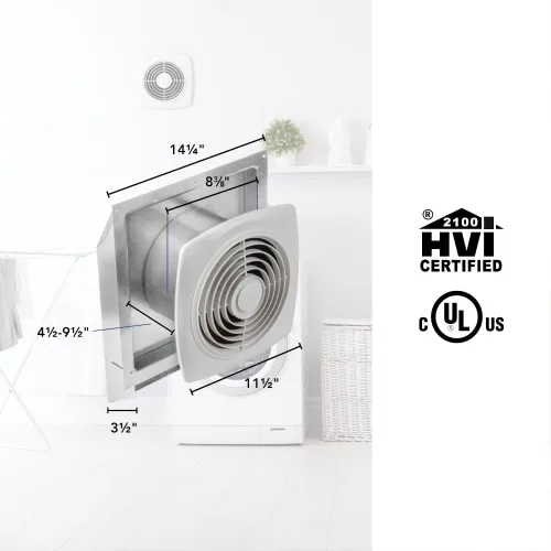 Vista 3 de Broan-NuTone 509 - Ventilador de ventilación a través de la pared, cubierta blanca, 200 CFM, 8.5 Sones, 8