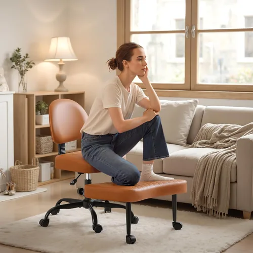 Vista 12 de Homall - Silla de oficina de escritorio ergonómica con patas cruzadas y ruedas, giro de 360° y altura ajustable para meditación y TDAH, silla