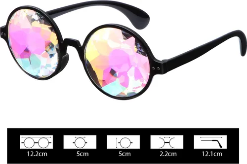 Vista 2 de Yaomiao Gafas de sol de caleidoscopio para rave, 3 piezas, gafas de sol de caleidoscopio, lentes de difracción, prisma arco iris