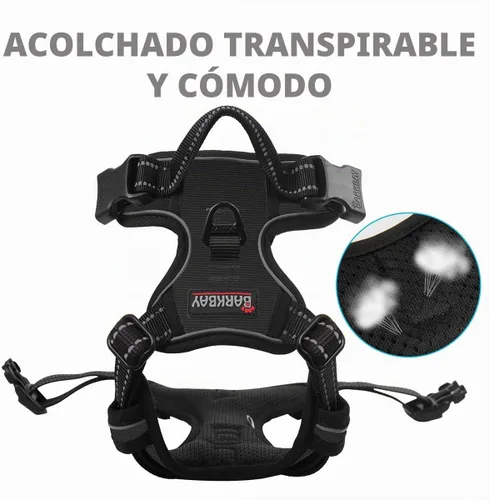 Vista 7 de BARKBAY Arnés sin tirones para perro, clip frontal, resistente, reflectante, mango de fácil control para pasear perros grandes (negro, XS)