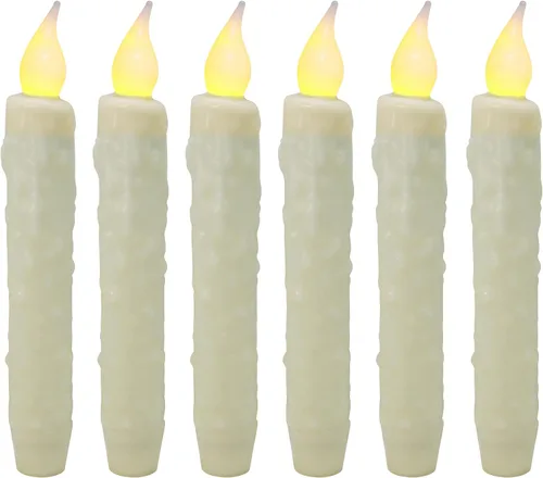 Vista 10 de CVHOMEDECO. Velas de cera real sumergidas a mano, funciona con pilas, temporizador, velas cónicas sin llama primitivas del país, 6-3/4 pulgadas