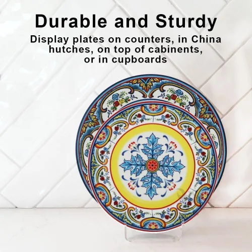 Vista 2 de OnFireGuy Soporte de exhibición de vajilla para utensilios de cocina, platos de porcelana y soporte de ajuste de lugar (paquete de 2, 2 niveles)