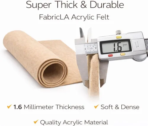 Vista 3 de FabricLA - Tela de fieltro acrílico Material suave, no rígido 72 pulgadas de ancho, 1.6 mm de grosor Fieltro por yarda para manualidades