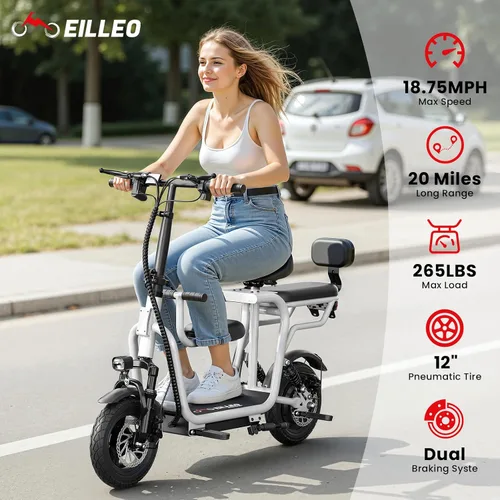 Vista 7 de Scooters eléctricos para adultos con motor de potencia máxima de 750 W Blanco