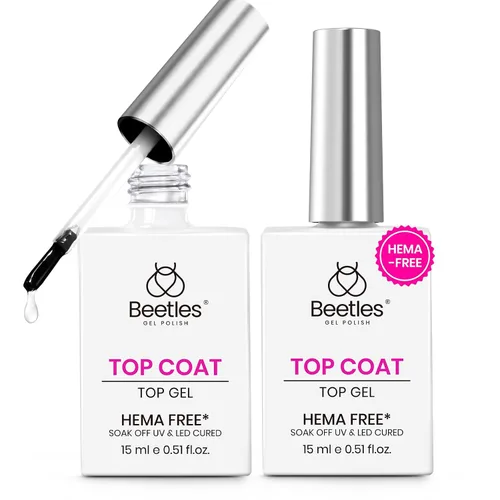 Vista 11 de Beetles - Juego de 3 capas de capa superior, gel base y pegamento de uñas 9 en 1, 0.5 onzas líquidas Capa base que no se limpia con efecto