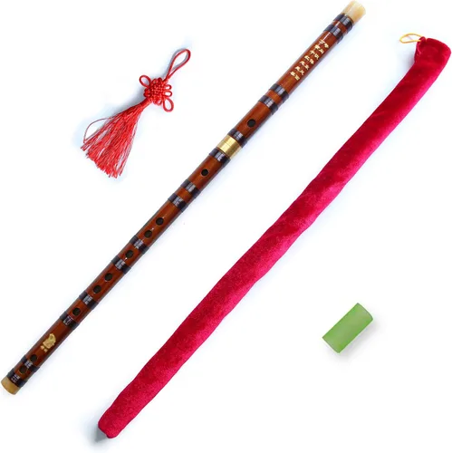 Vista 8 de Flauta de bambú de estilo vintage Instrumento chino Dizi tradicional (clave E)