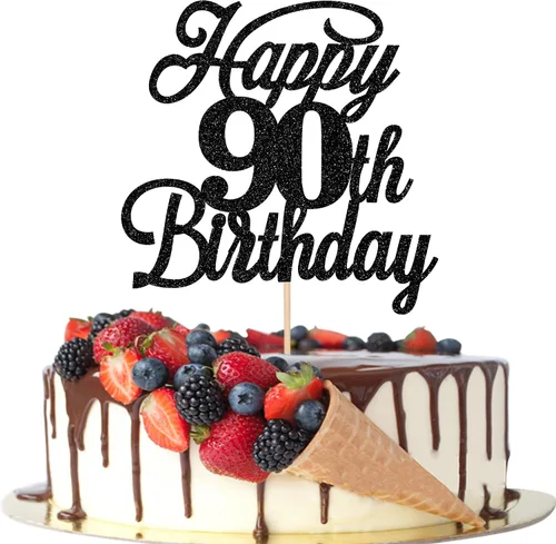 Vista 54 de Rsstarxi 1 paquete de decoración para tarta de cumpleaños 8 con purpurina negra de 8 años y fabulosos saludos a 8 años de edad, para celebrar el 8º