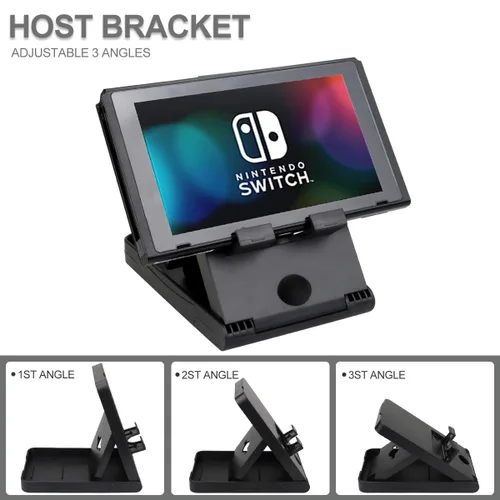 Vista 5 de Switch Accessories Bundle, Kit with Carrying Case, Protective Case with Screen Protector, Compact Playstand,Game Case, Joystick Cap, Charging Dock