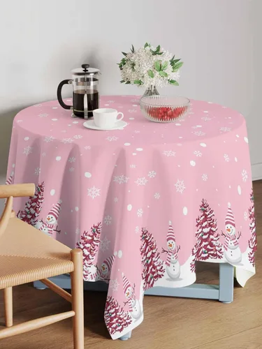Vista 8 de Mantel de muñeco de nieve de Navidad impermeable para mantel redondo, rectangular, ovalado, cuadrado, 54 x 54 pulgadas, mantel para otoño, baby