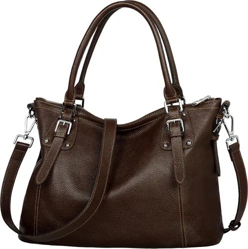 Vista 7 de HESHE - Carteras y bolsos de cuero genuino para mujer, bolso de mano, bolso de hombro, bolso de asa superior, bolso cruzado, bolso tipo morral