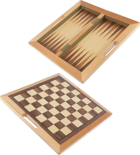 Vista 9 de Ajedrez, Checker y Backgammon de madera deluxe Set, color café