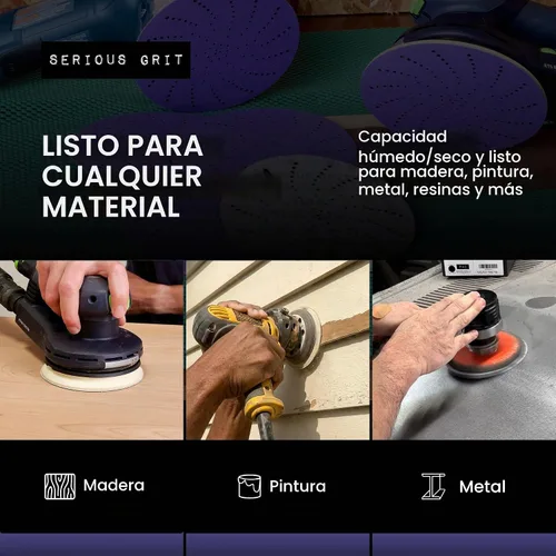 Vista 7 de Serious Grit Discos de lijado de cerámica de grano 40 de 6 pulgadas con múltiples agujeros de gancho y bucle, grano avanzado para corte rápido