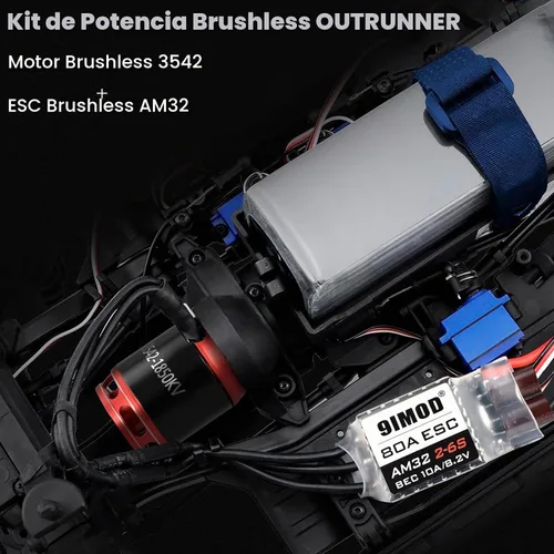 Vista 2 de AM32 80A RC Motor sin escobillas ESC Combo 3542-1850KV Motor sin escobillas y ESC con conector USB sin sensor RC ESC Kit de motor para 1/8 1/10