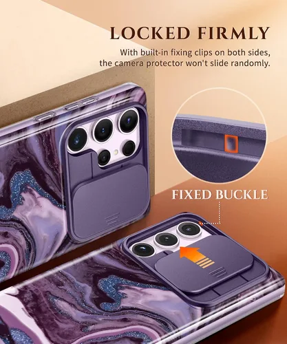Vista 4 de GVIEWIN para Samsung Galaxy S23 Ultra Funda con cubierta deslizante para cámara, [Protector de pantalla incorporado] [2 Marcos frontales] Funda
