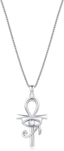 Vista 9 de Eye Of Horus Necklace 925 Sterling Silver with Blue Zircon Ankh Cross Necklace Necklace Evil Eye Necklace Amulet Necklace Ancient Egyptian Jewelry