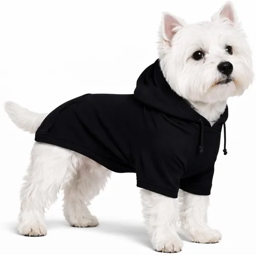 Vista 54 de Lovelonglong Sudadera básica con capucha para perros, 100% algodón, se adapta a perros pequeños, medianos y grandes, color negro, XS
