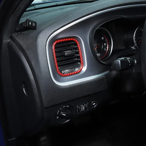 Vista 3 de Hoolcar Cubierta de Moldura de Ventilación del Panel de CA de Control Central del Aire Acondicionado para Dodge Charger 2011-2020, Fibra de Carbono