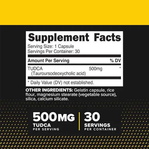 Vista 2 de Primaforce TUDCA (ácido tauroursodesoxicólico) 30 porciones, 500 mg de Tudca por porción Sales biliares de alta calidad, sin gluten, suplemento