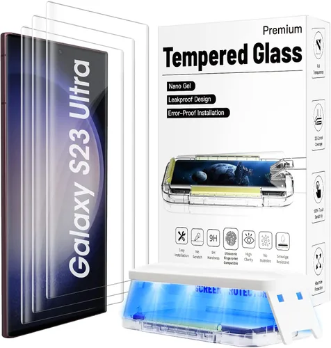 Vista 7 de Protector de pantalla para Google Pixel 7 Pro, protector de pantalla de vidrio templado curvado 3D, compatible con desbloqueo de huellas dactilares